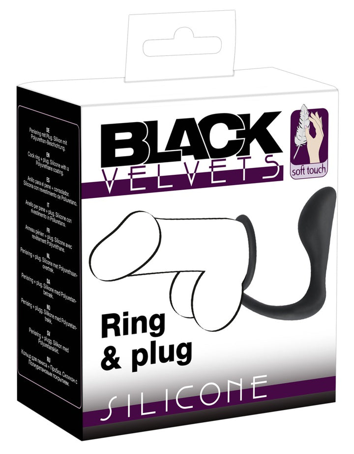 Black Velvets Ring & Plug – czarny, łącznik 7 cm
