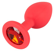 Colorful Joy Jewel — ozdobny korek analny — Small — czerwony 7,2 cm