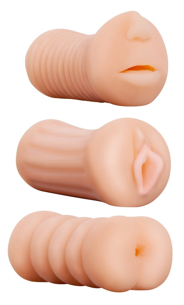 NMC XXX To-Go Threesome — zestaw 3 masturbatorów — Cielisty