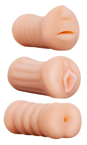 NMC XXX To-Go Threesome — zestaw 3 masturbatorów — Cielisty