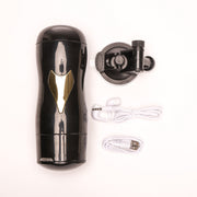 Velvet Touch masturbator z wibracją wagina cyberskóra ładowany usb czarny – zdjęcie 2