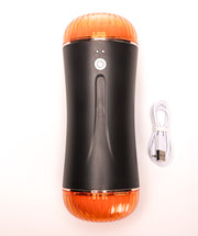 Velvet Touch masturbator z wibracją dwustronny wagina anus cyberskóra ładowany usb czarny – zdjęcie 2