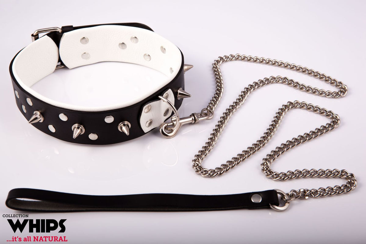 Obroża Męska Ze Smyczą Biała Whips — zdjęcie produktu od PLAYROOM