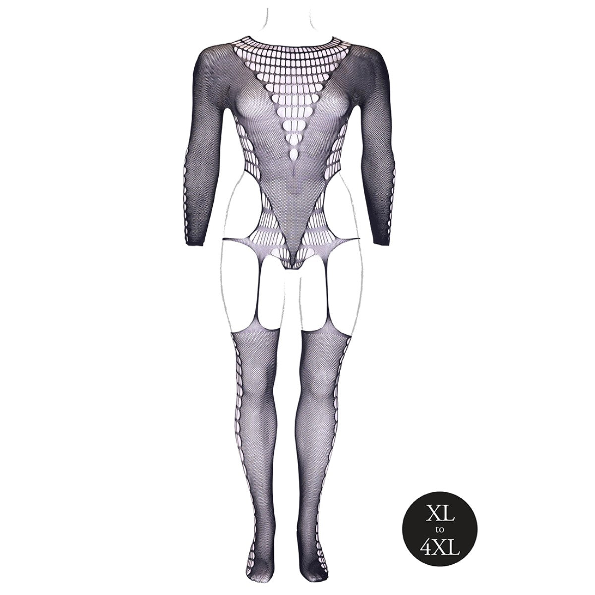 Le Désir Kalyke XXIII – czarny bodystocking z golfem, Plus Size XL–XXXXL — zdjęcie produktu PLAYROOM