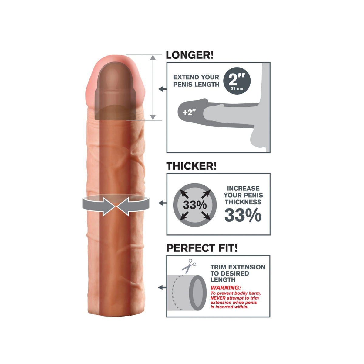 Nakładka Na Penisa Fantasy X-Tensions Perfect 2" Extension Light Pipedream — zdjęcie produktu od PLAYROOM