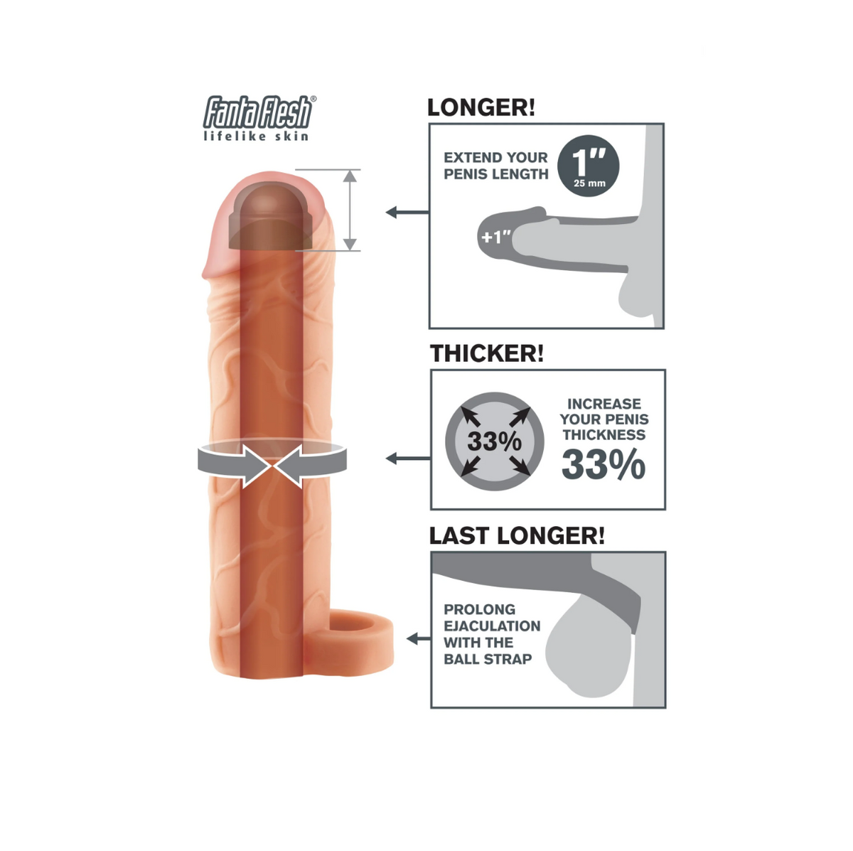 Nakładka Na Penisa Fantasy X-Tensions Perfect 1" Extension Pipedream — zdjęcie produktu od PLAYROOM
