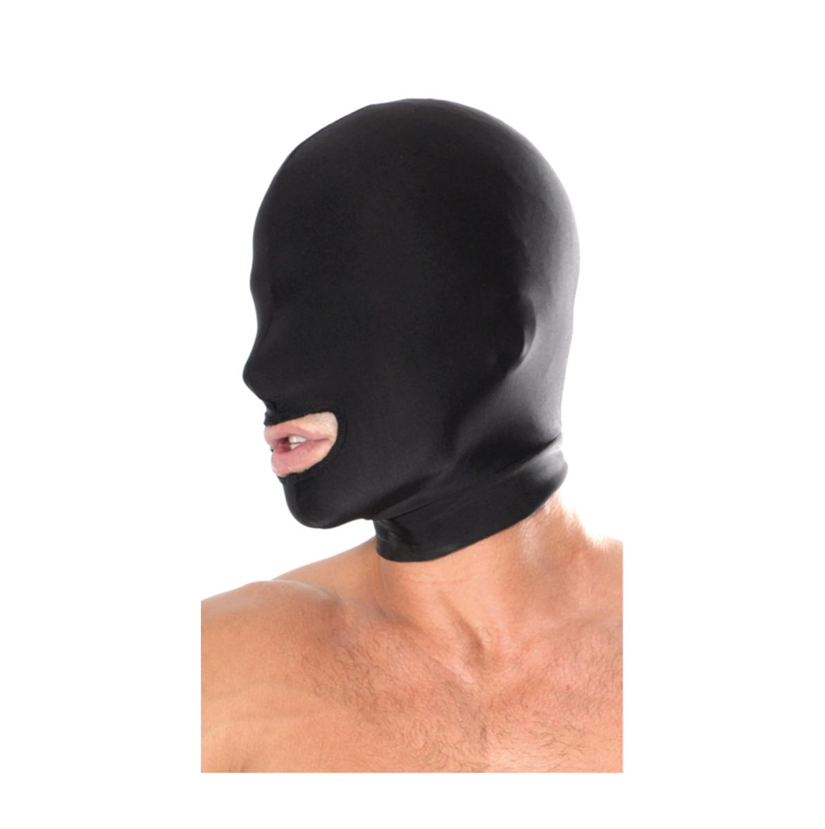 Maska Fetish Fantasy Series Spandex Open Mouth Hood Black Pipedream — zdjęcie produktu od PLAYROOM