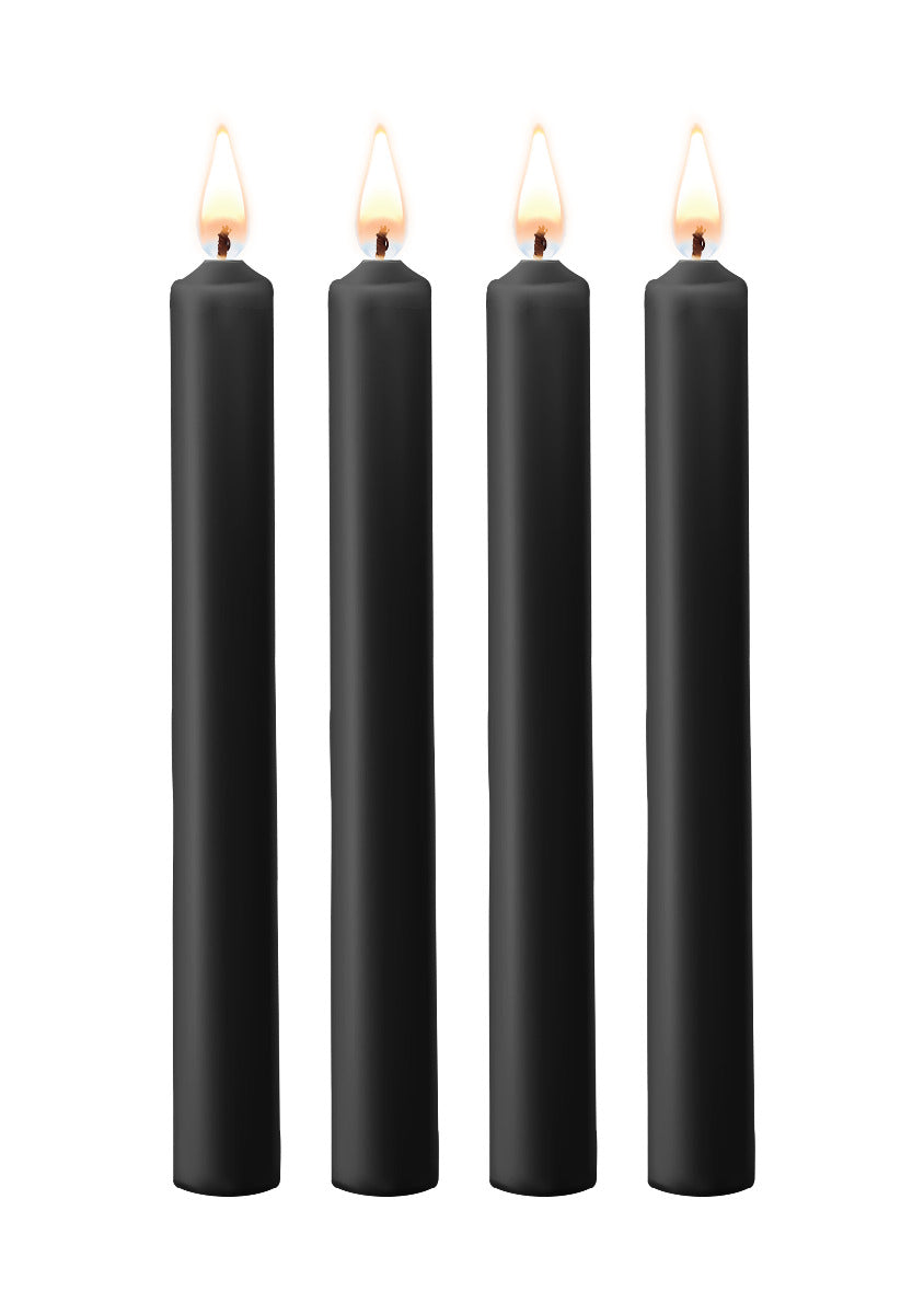 Teasing Wax Candles Large 4-Pack Black - Czarny Zestaw Długich Świec Do Bdsm Ouch! by Shots — zdjęcie produktu PLAYROOM