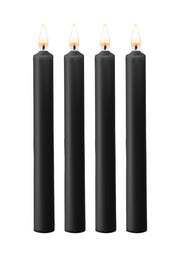 Teasing Wax Candles Large 4-Pack Black - Czarny Zestaw Długich Świec Do Bdsm Ouch! by Shots — zdjęcie produktu PLAYROOM