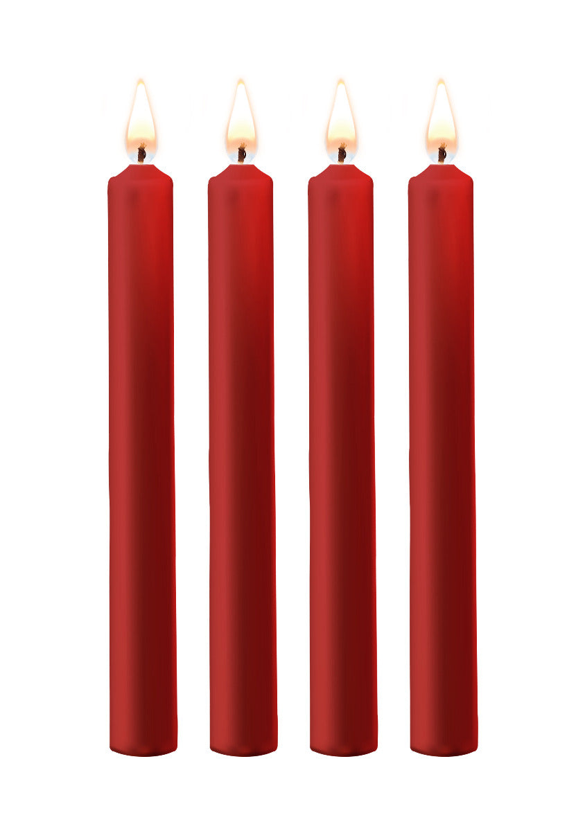 Teasing Wax Candles Large 4-Pack Red - Czerwony Zestaw Długich Świec Do Bdsm Ouch! by Shots — zdjęcie produktu 1 od PLAYROOM