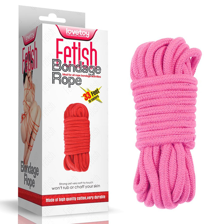 LOVETOY Fetish Bondage Rope — różowa lina bawełniana 10 m