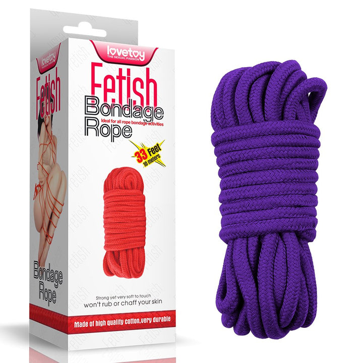 LOVETOY Fetish Bondage Rope — fioletowa lina bawełniana 10 m