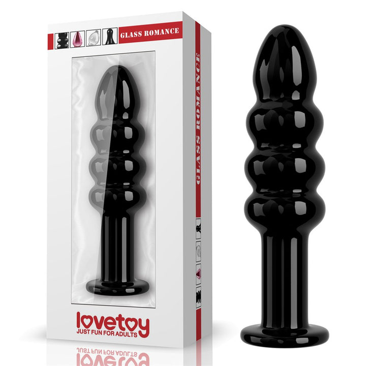 LOVETOY Glass Romance – czarny szklany korek 14 cm