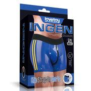 LOVETOY Chic Strap-On Shorts — 28–31 cali w pasie, niebieski — zdjęcie produktu LOVETOY / ToyStore