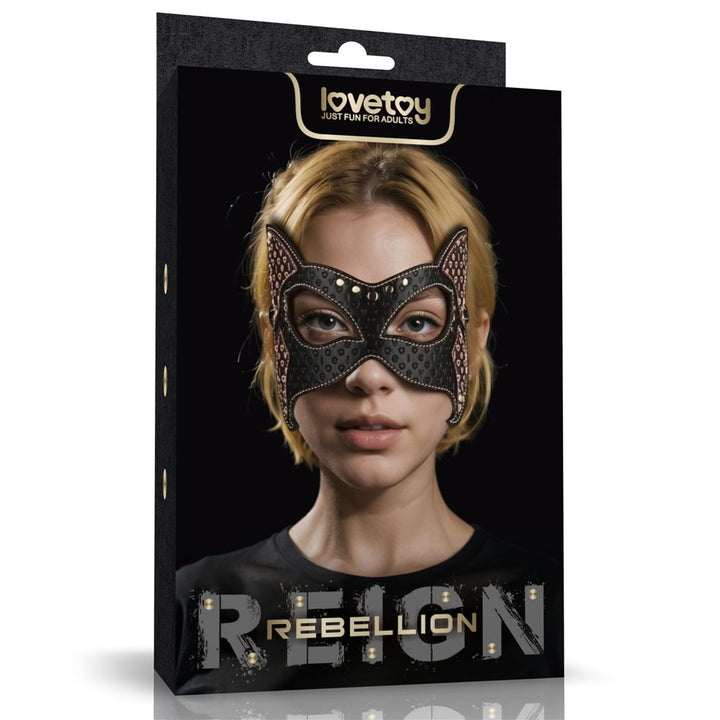 LOVETOY Rebellion Reign Cat Mask — czarna maska z uszami