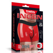 LOVETOY Chic Strap-On Shorts — 32–35 cali w pasie, czerwony — zdjęcie produktu LOVETOY / ToyStore