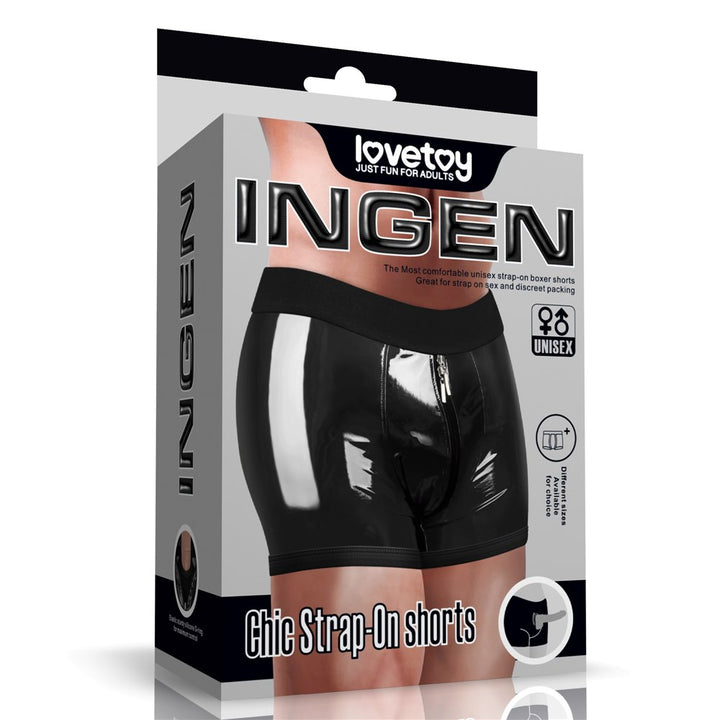 LOVETOY Chic Strap-On Shorts — 28–31 cali w pasie, czarny