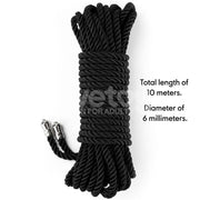 LOVETOY Rebellion Ebony Silky Bondage Rope — czarna lina 10 m — zdjęcie produktu LOVETOY / ToyStore