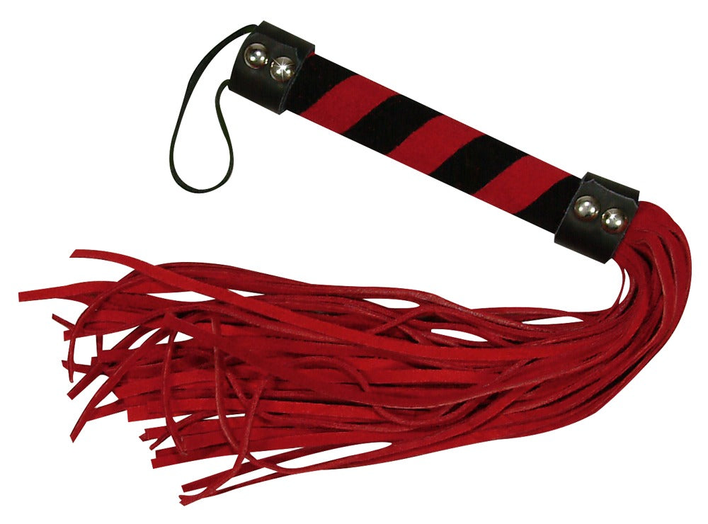 Bad Kitty Red Flogger 38 cm — czerwono-czarny pejcz, sam produkt