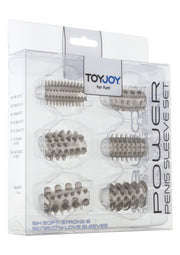 ToyJoy Power Sleeve Set — zestaw 6 nakładek TPE — Dymny — opakowanie lub drugi widok