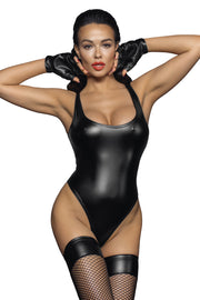 Body F244 Powerwetlook with high cut bottom hem XL Noir Handmade — zdjęcie produktu od PLAYROOM