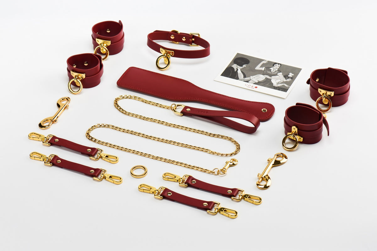 Zestaw Czerwonych Skórzanych Akcesoriów Upko Leather Kinky Tools Set Red UPKO — zdjęcie produktu PLAYROOM