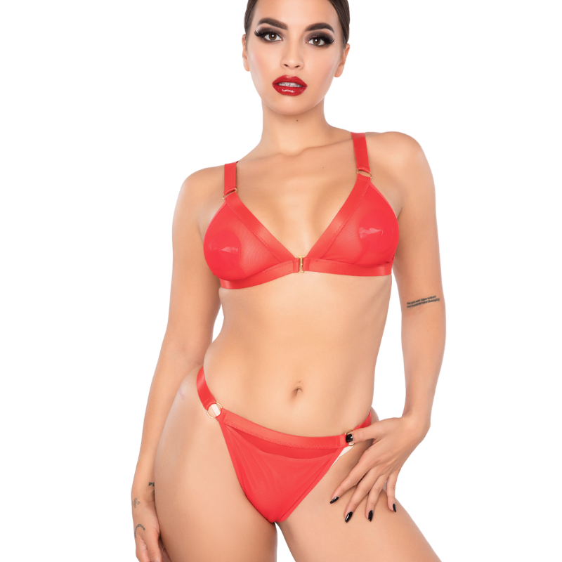 Komplet Bielizn Spicy Bra & Briefs Red S/M Kinky Diva — zdjęcie produktu od PLAYROOM