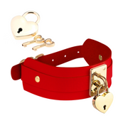 Obróżka Z Kłódką Heart Lock & Key Collar Burgundy/Gold Kinky Diva — zdjęcie produktu 1 od PLAYROOM