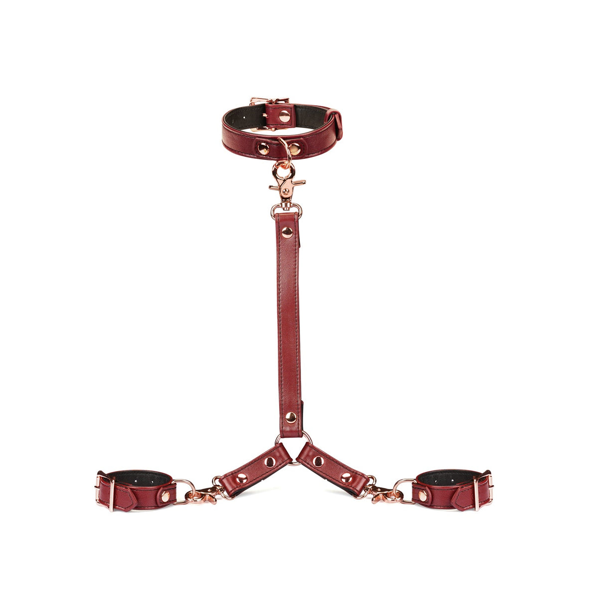 Uprząż Wine Red Collar And Wrist Restraint Harness Liebe Seele — zdjęcie produktu PLAYROOM