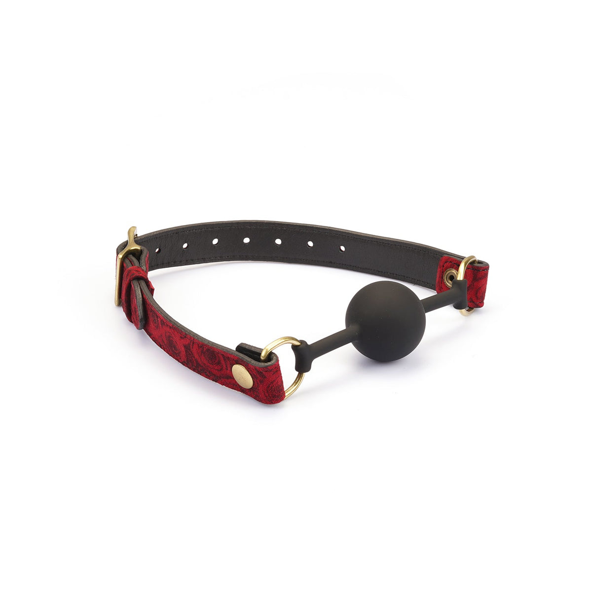 Kinbaku Ukiyoe Bal Gag With Red Rosy Leather Straps Liebe Seele — zdjęcie produktu PLAYROOM
