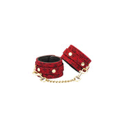 Kinbaku Ukiyoe Red Rosy Lamb Leather Handcuffs Liebe Seele — zdjęcie produktu PLAYROOM