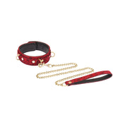 Kinbaku Ukiyoe Red Rosy Leather Collar And Leash Liebe Seele — zdjęcie produktu PLAYROOM