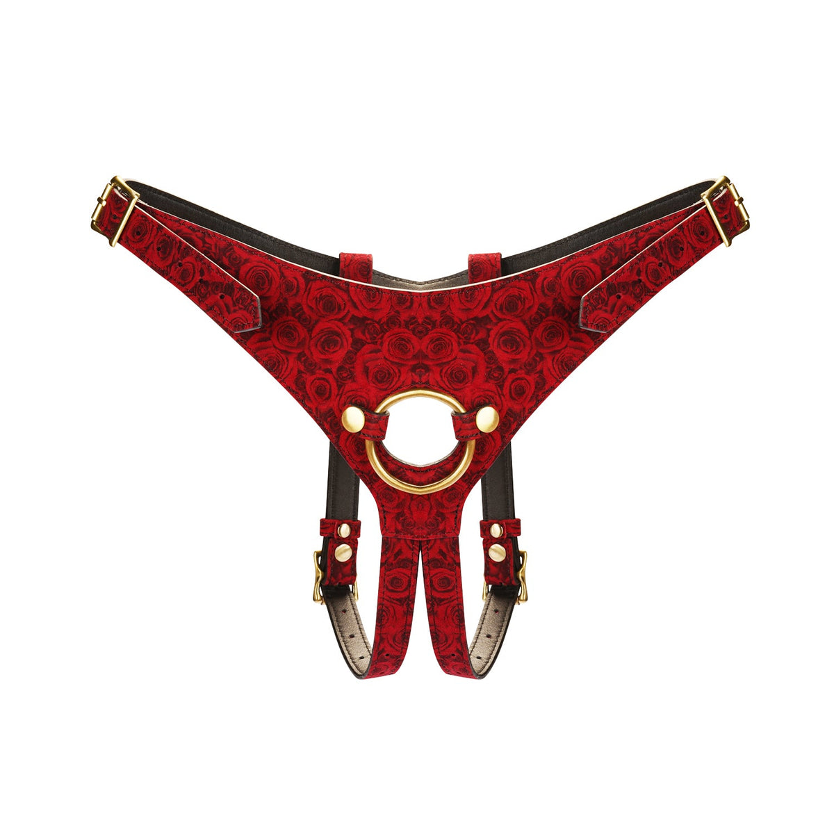 Kinbaku Ukiyoe Red Rosy Leather Strap On Harness Liebe Seele — zdjęcie produktu PLAYROOM