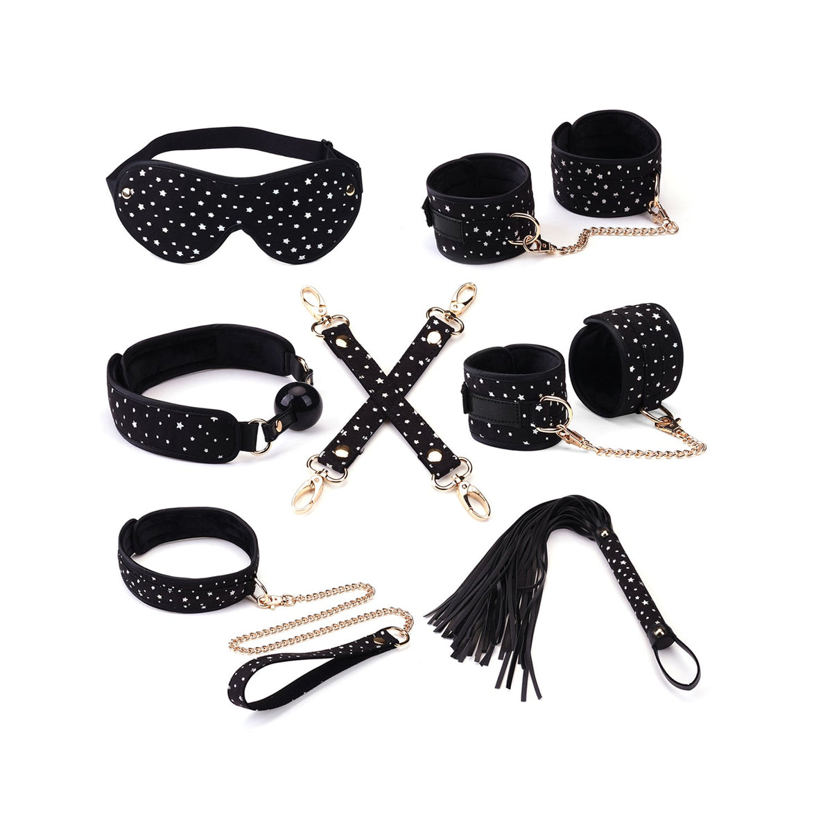Zestaw Stary Nights 7Pcs Bondage Kit Black Stary Pu Liebe Seele — zdjęcie produktu PLAYROOM