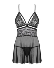 838-Bab-1 Babydoll Ze Stringami Czarny L/Xl Obsessive — zdjęcie produktu od PLAYROOM