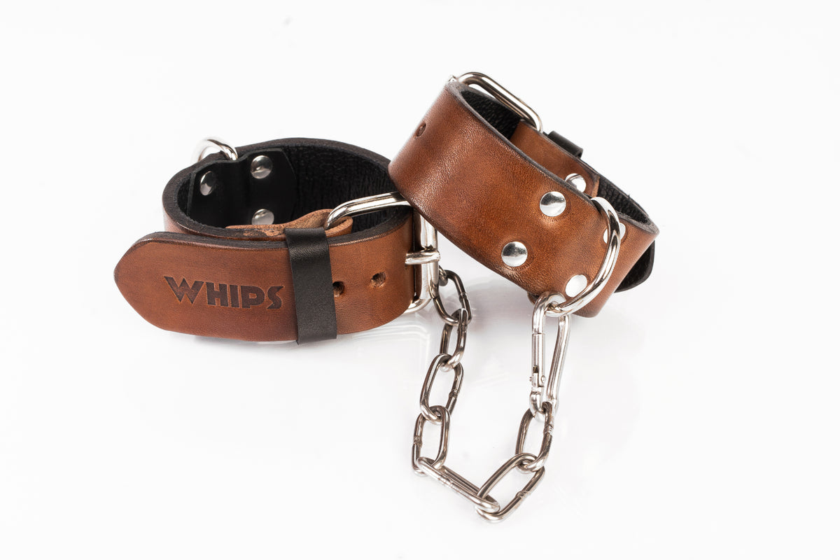 Kajdanki wąskie brązowe S Primal Bond Whips — zdjęcie produktu od PLAYROOM