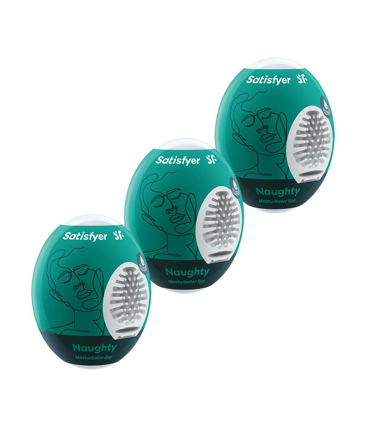 Zestaw masturbatorów Eggs set of 3 Naughty Satisfyer — zdjęcie produktu od PLAYROOM
