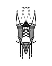 Dominna gorset i stringi otwarte 2XL/3XL Obsessive — zdjęcie produktu od PLAYROOM