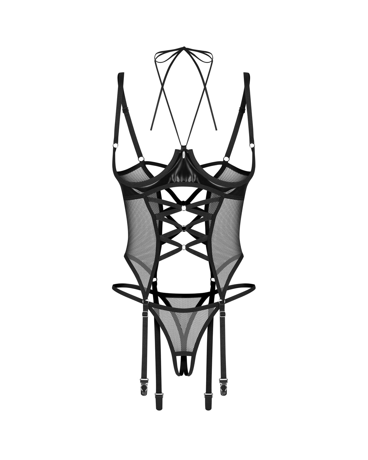 Dominna gorset i stringi otwarte 2XL/3XL Obsessive — zdjęcie produktu od PLAYROOM