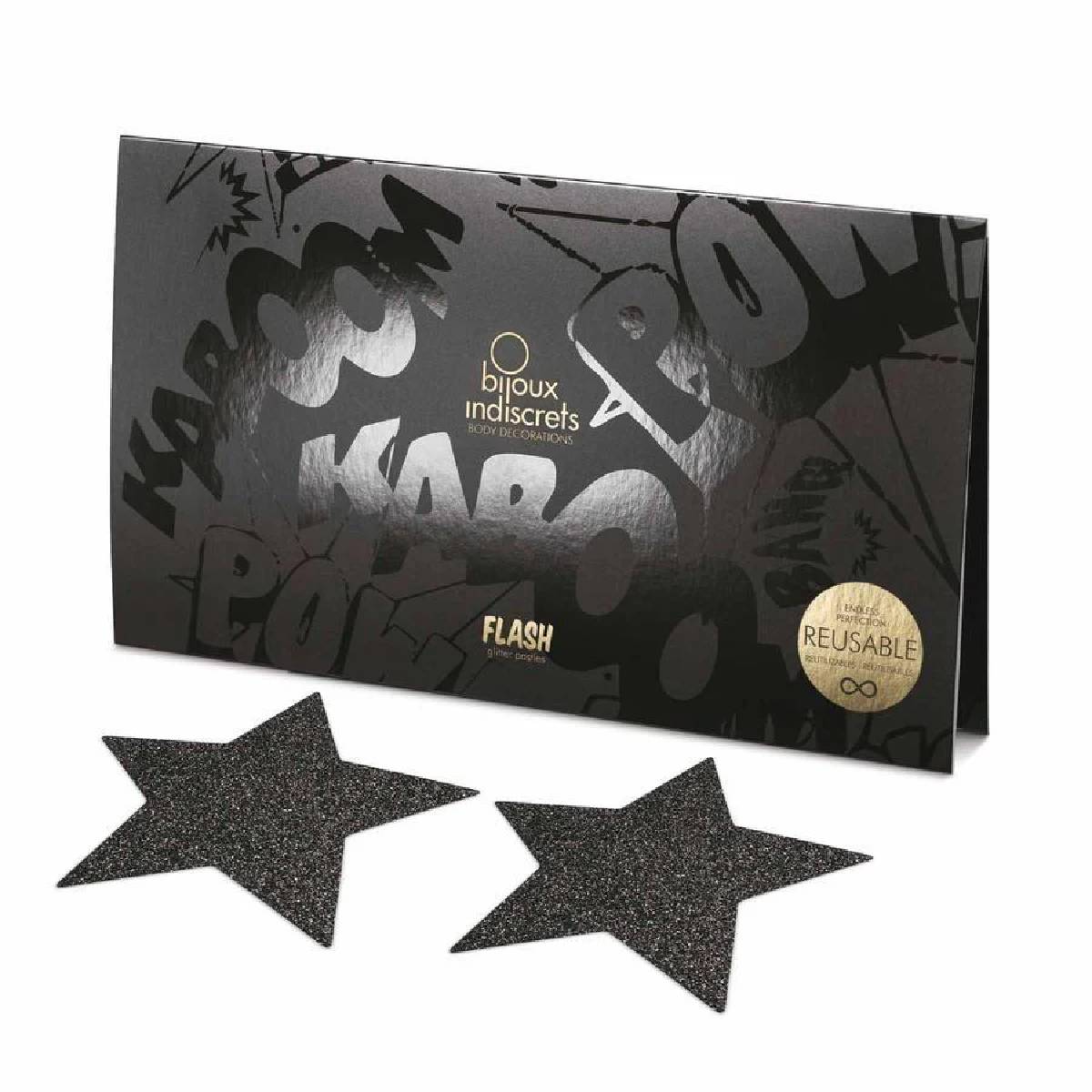 Ozdobne naklejki na sutki Flash Star Black Bijoux Indiscrets — zdjęcie produktu 1 od PLAYROOM