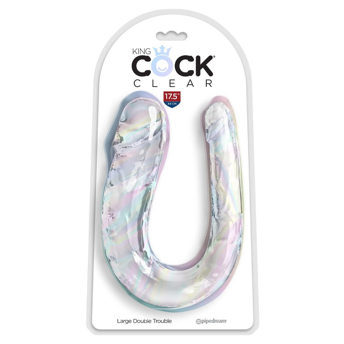 Podwójne dildo 44 cm Clear Large Double Trouble King Cock — zdjęcie produktu od PLAYROOM