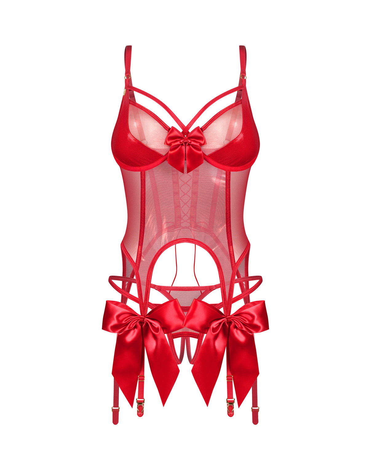 Gorset i stringi Gifty Red S/M Obsessive — zdjęcie produktu 1 od PLAYROOM