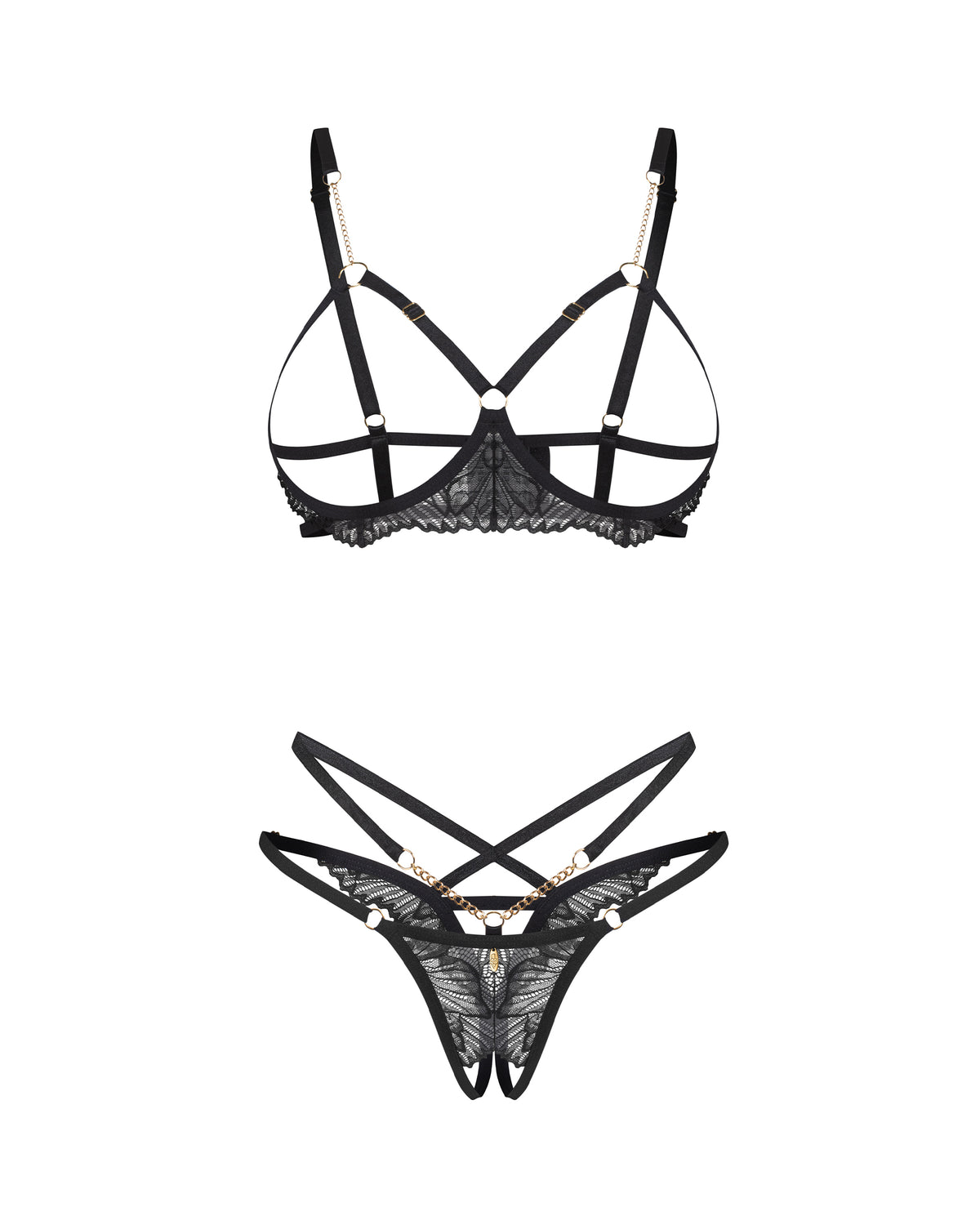 Komplet 2-częściowy otwarty Matildea Black L/XL Obsessive — zdjęcie produktu od PLAYROOM