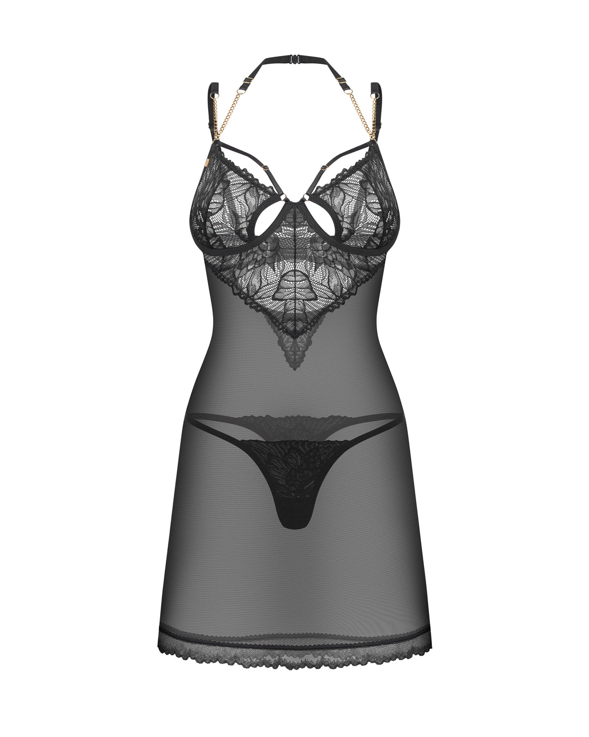 Koszulka i stringi Matildea Black L/XL Obsessive — zdjęcie produktu 1 od PLAYROOM