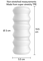 Rysunek wymiarów — ToyJoy HERO Pilar — masturbator TPE — Biały