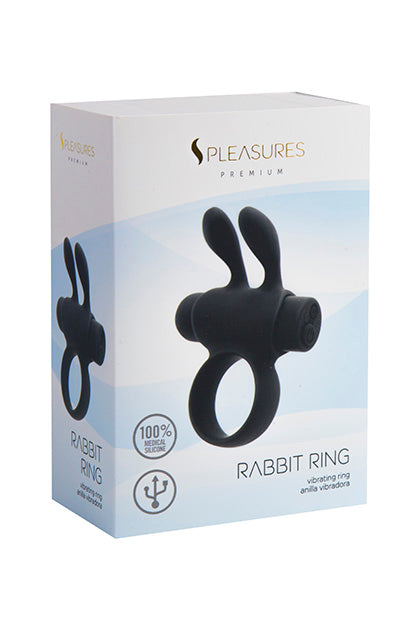 S Pleasures Rabbit Ring – pierścień wibrujący, czarny
