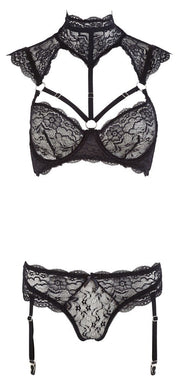 Cottelli Lingerie — czarny komplet koronkowy 85B/L