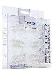 ToyJoy Power Sleeve Set — zestaw 6 nakładek TPE — Przezroczysty — opakowanie lub drugi widok