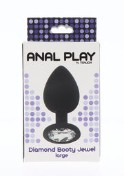 ToyJoy Diamond Booty Jewel — silikonowy korek z ozdobą — Czarny / Large — opakowanie lub drugi widok