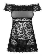 Koronkowa Babydoll Ze Stringami Flores L/Xl Obsessive — zdjęcie produktu od PLAYROOM